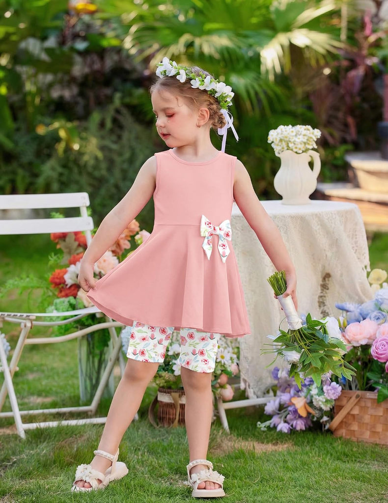 Toddler Girl Summer Clothes Sleeveless Top Dress Bike Shorts Set