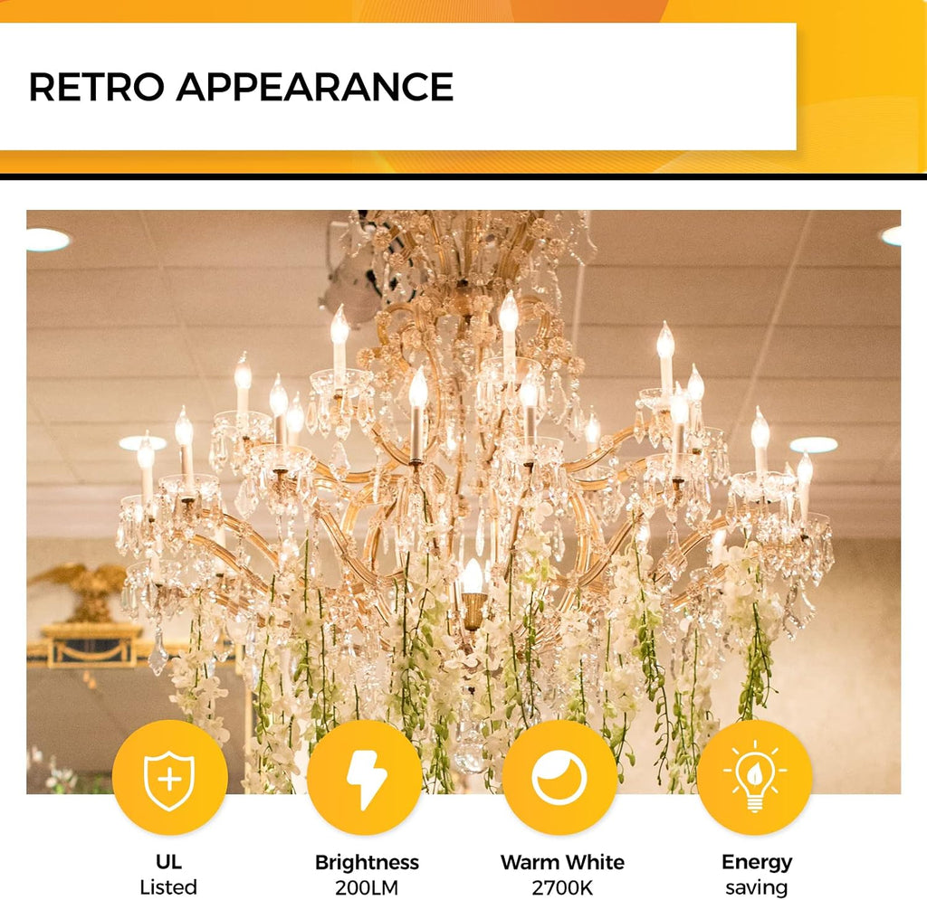 Candelabra Light Bulbs 25W Eq, Dimmable 2700K, E12 LED Bulb, 12 PCS