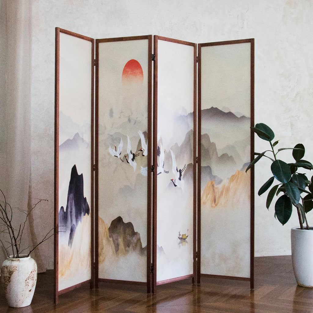 4 Panel Room Divider, 5.6 ft Tall Blackout Folding Privacy Screen - Double-Sided Freestanding Partition Wall with