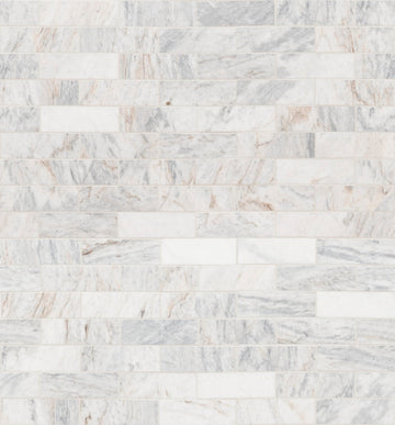 Mesh Mounted Marble Subway Tile | Capri Blue | 11.81" x 11.81"