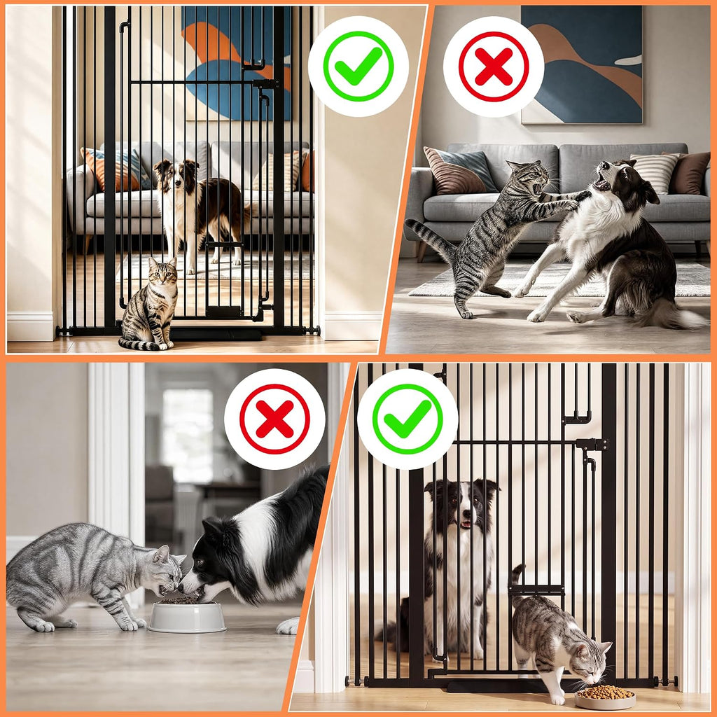 55" Extra Tall Cat Gate 31.5"-42.5" Wide Pet Gate Indoor Black