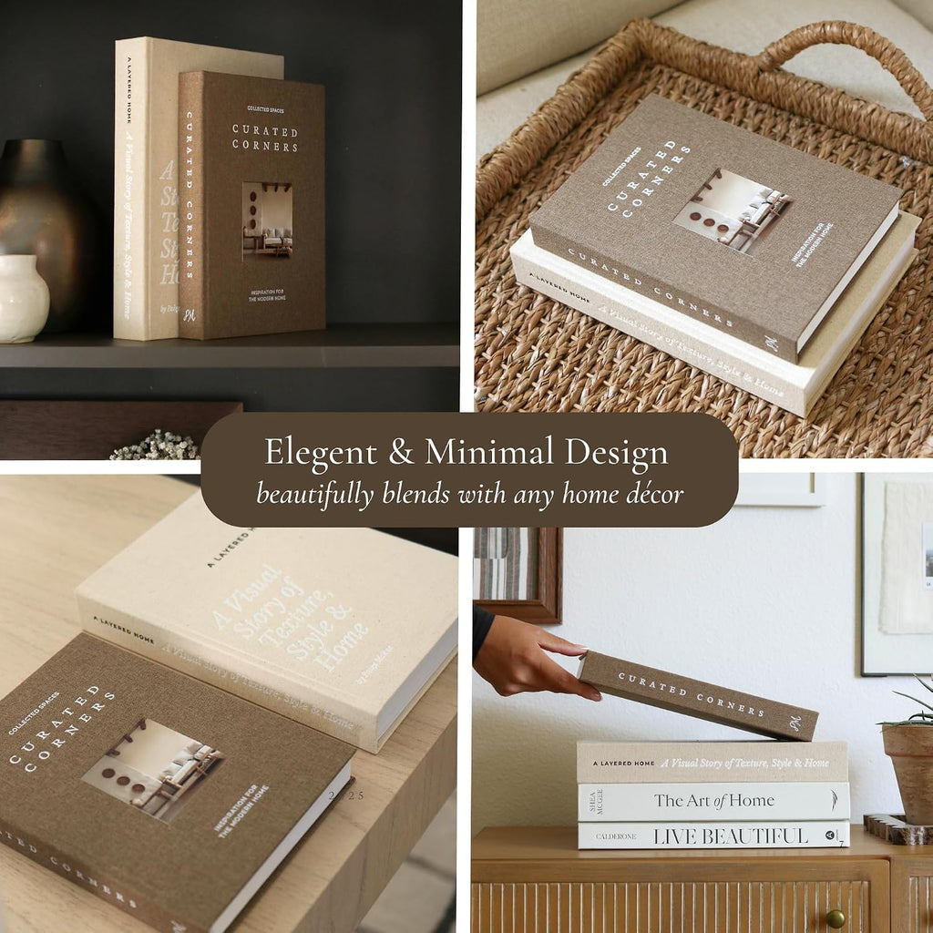 Decorative Books Decor - 2 Linen Fake Books for Decorating Shelf | Faux Book Box Set for Hidden Storage and