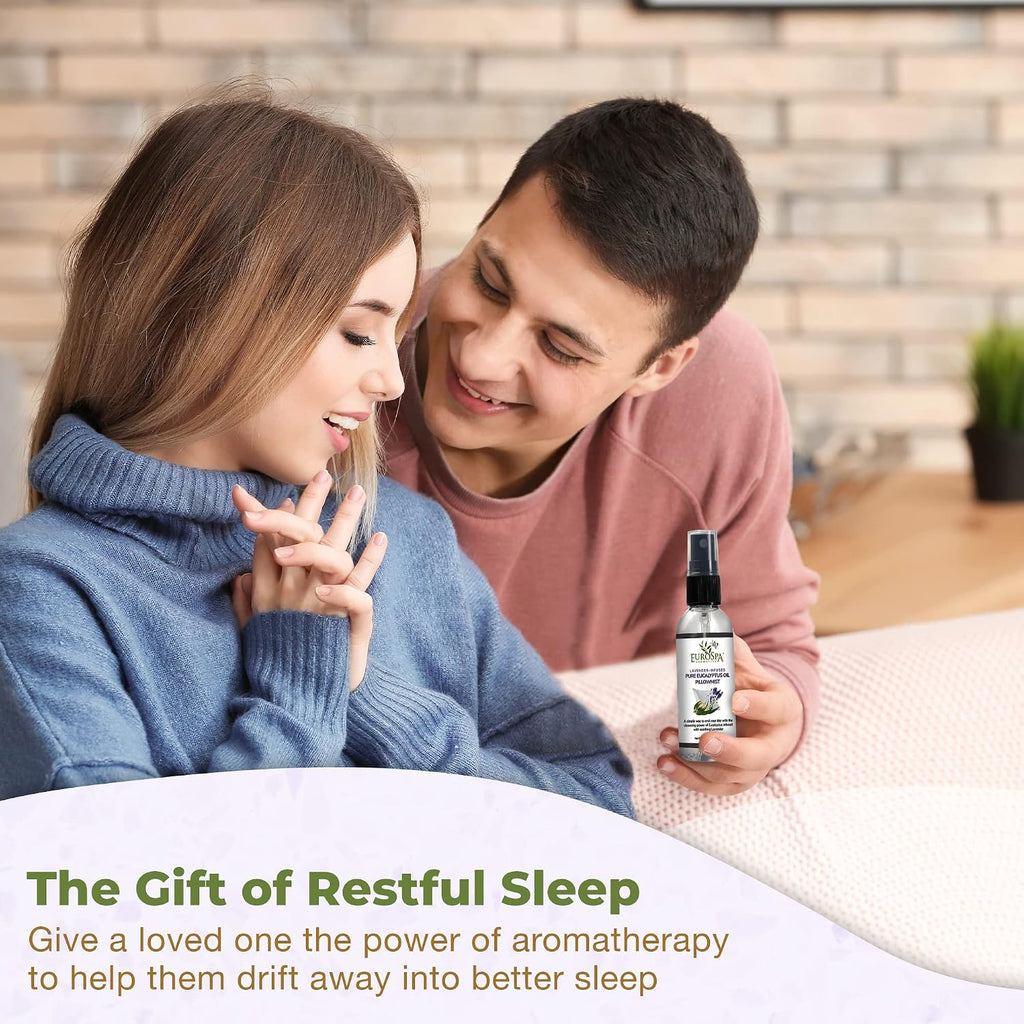 Lavender-Infused Pure Eucalyptus Oil Pillow Mist Sleep Spray - Deep Sleep Pillow Spray - Lavender Bed Spray - Set of 2