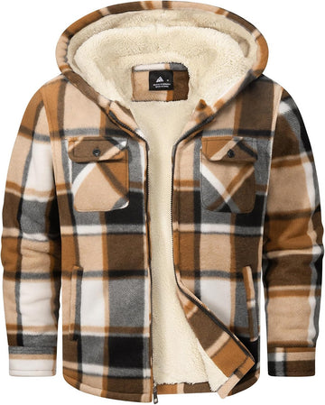 Boys Fleece Jacket with Hood Unisex Child Sherpa Lined Zip Up Warm Coat Hooded Sweatshirt Outerwear