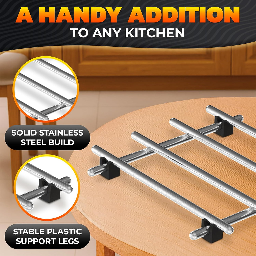 Stainless Steel Trivets for Hot Dishes, 7 x 7 Inch Footed Pads - Set of 6