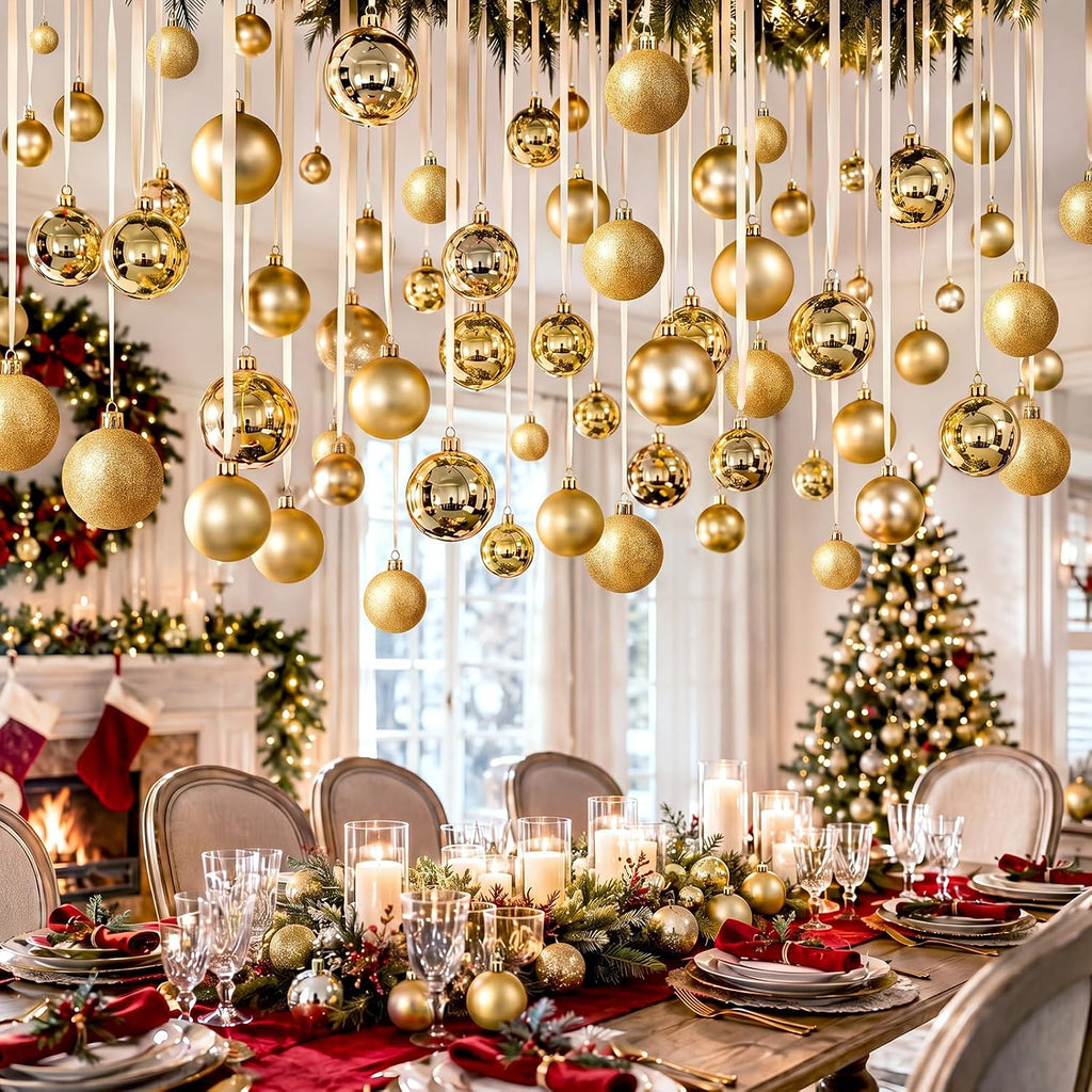 78 Pcs Christmas Ball Ornaments Ceiling Hanging Decor, Beige