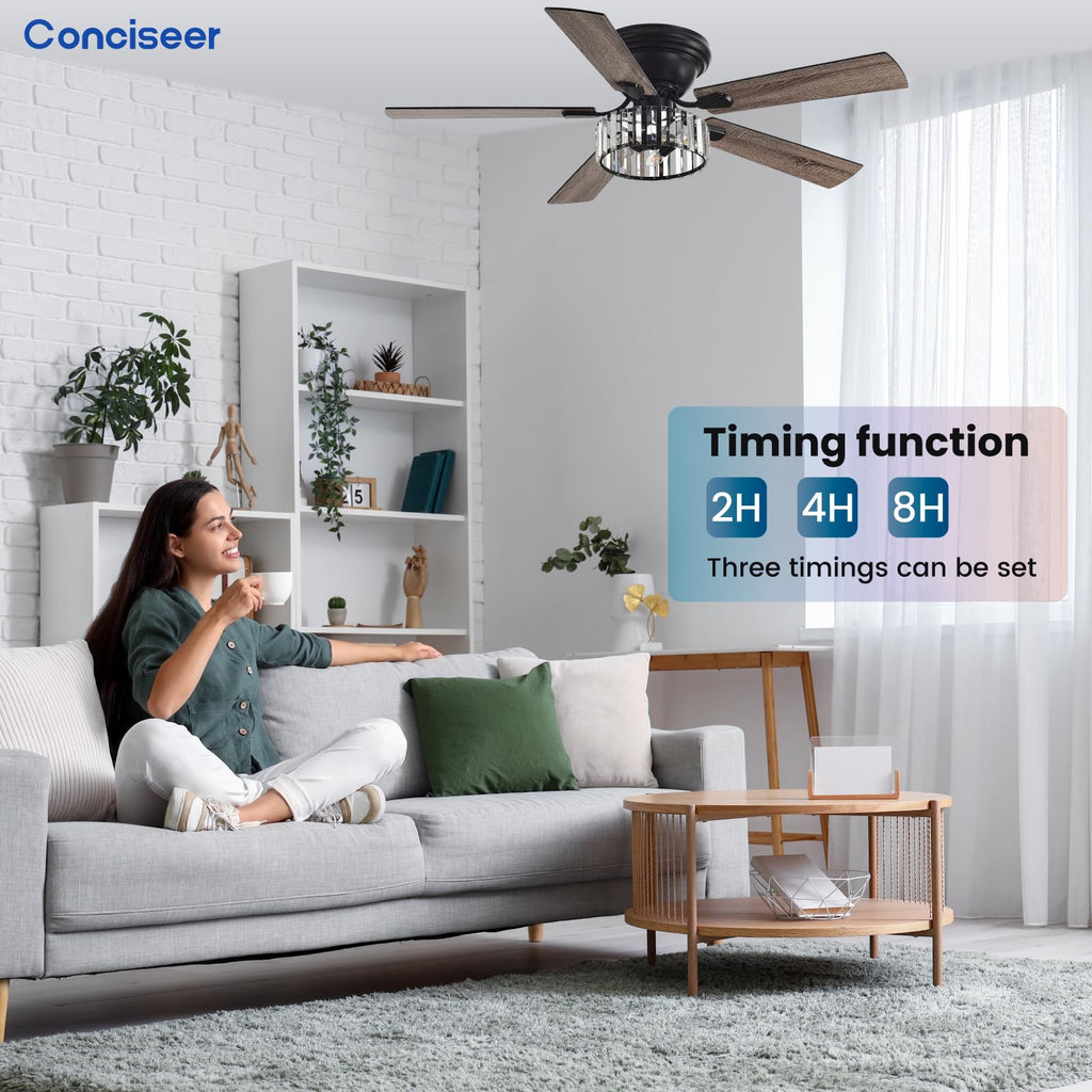 Chandelier Crystal Ceiling Fans with Lights, 52 Inch Chandelier with Light and Remote Living Room Kitchen Office