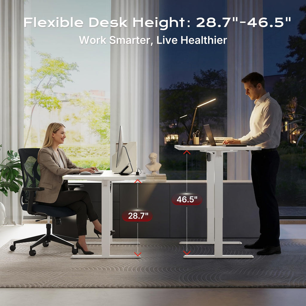55 X 24 Inch Electric Standing Desk with Power Outlets and USB-C Port, Height Adjustable Desk, Sit Stand Desk