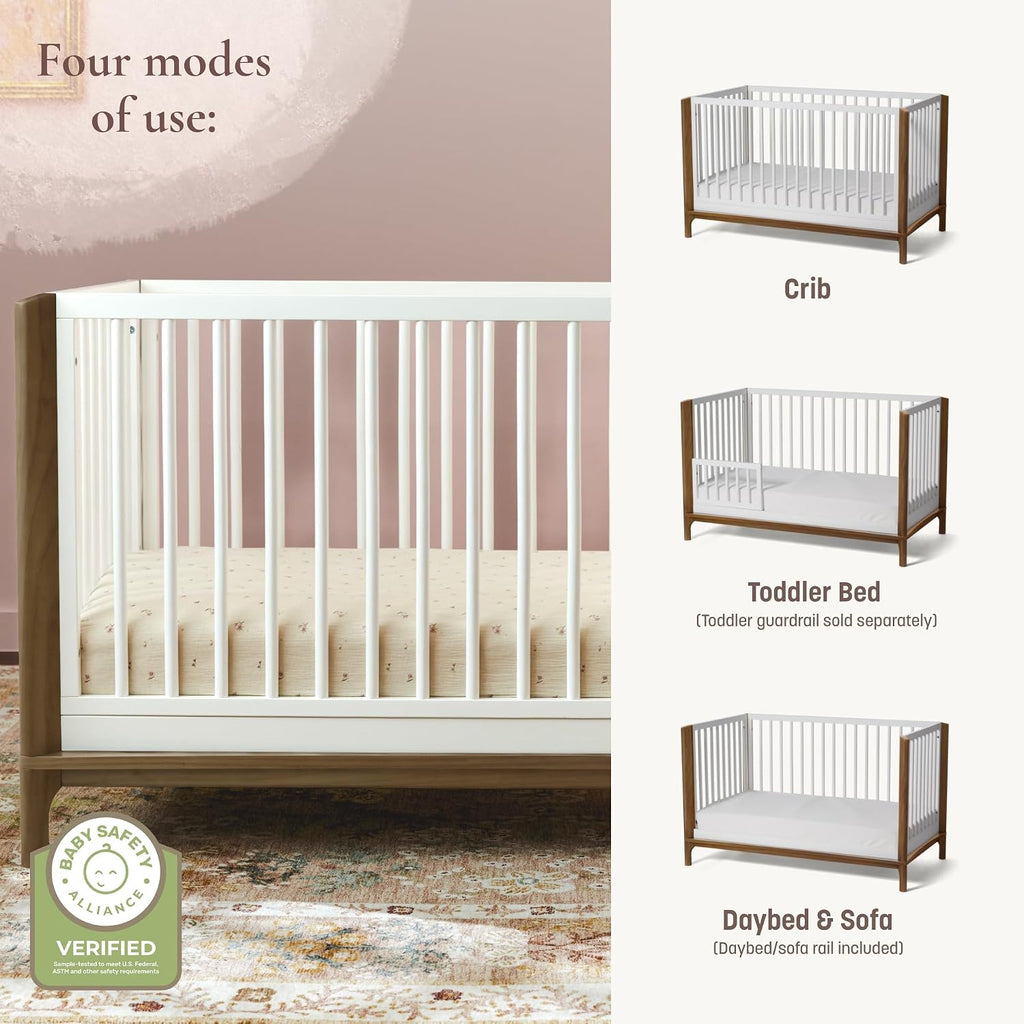 Laurel 4-in-1 Convertible Baby Crib to Toddler Bed in Black/Chestnut