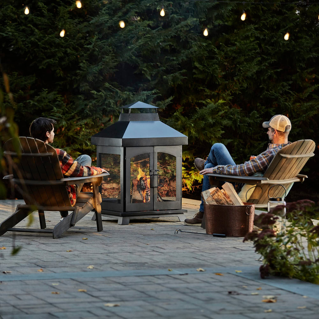 45" Wood Burning Steel Outdoor Fireplace