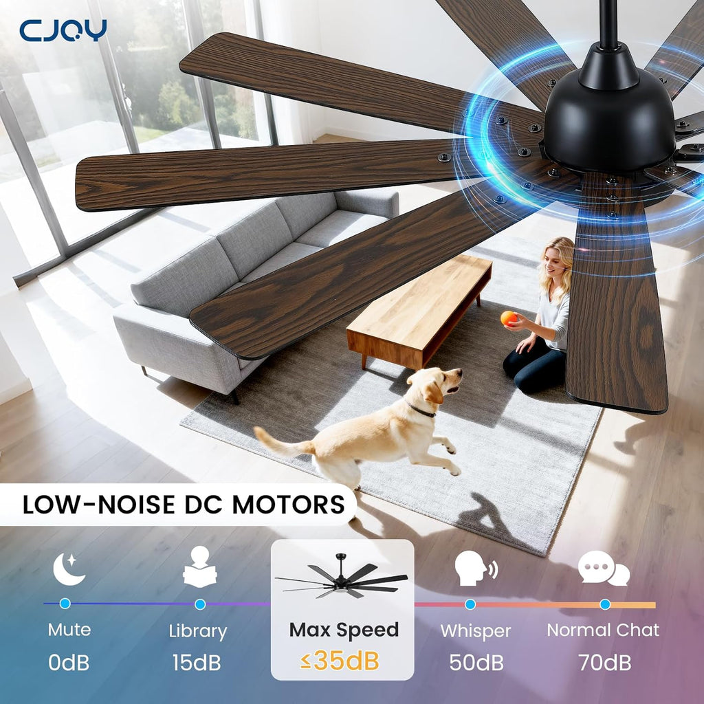 72" Ceiling Fan with LED Light and Remote - Black & Walnut