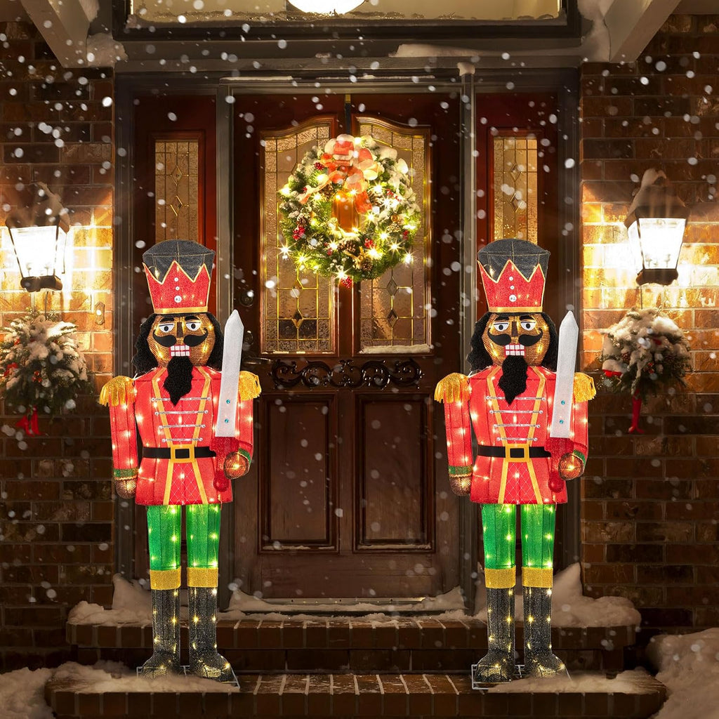 5 FT Lighted Christmas Nutcracker with Glitter Sword, 3D Soldier