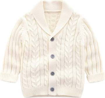 Infant Boys V-Neck Sweater Cardigan Crochet Knitted Sweatshirt