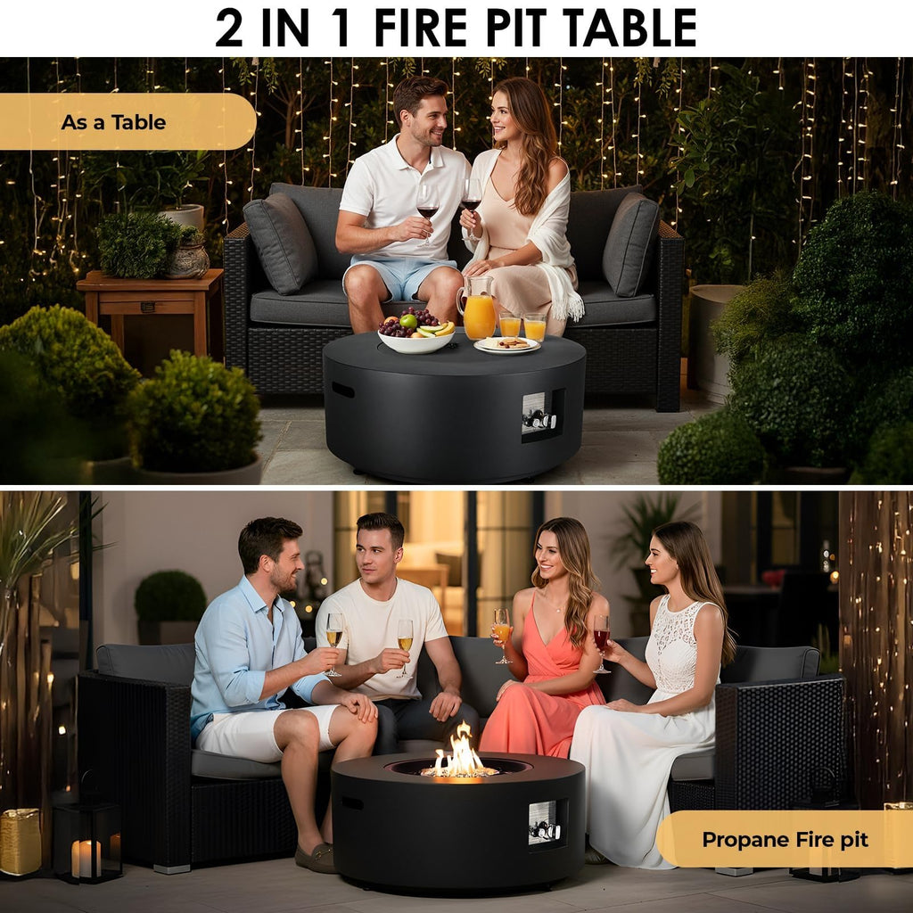 30-Inch Round Propane Fire Pit Set, 50, 000 BTU, 2-Piece