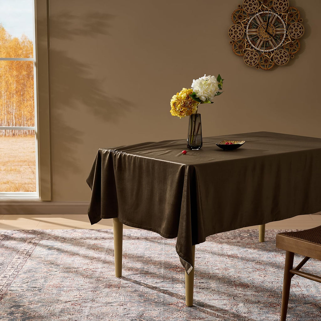 Fall Brown Velvet Tablecloths Rectangular French Luxury Solid Table Cloth