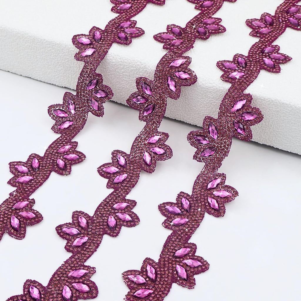 Purple Self Adhesive Rhinestone Ribbon Crystal - 2 Yards