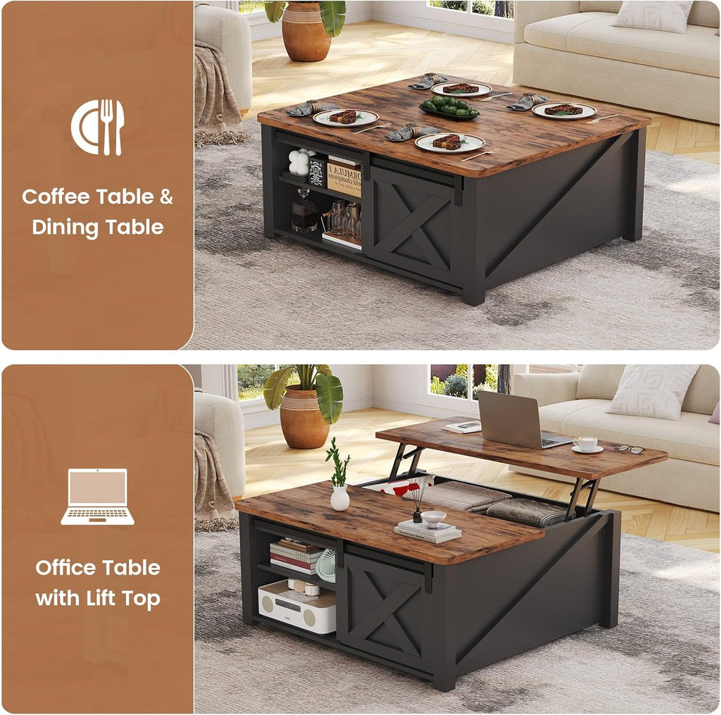 31.5" Lift Top Coffee Table with Storage, Square Coffee Tables