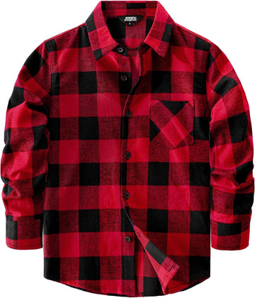 Boys Flannel Shirts Long Sleeve Plaid Button Down Shirts