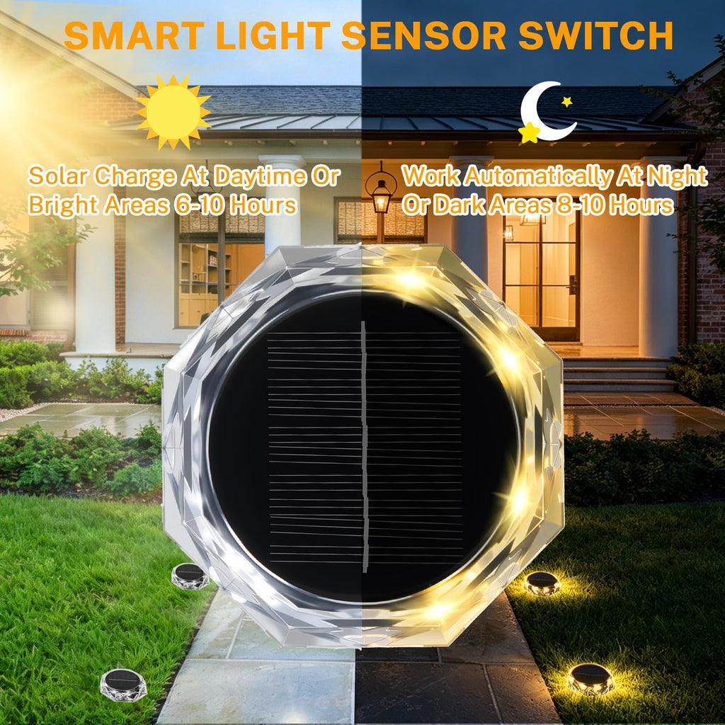 Solar Ground Lights Outdoor, 8 Pack IP68 Waterproof Solar Garden Lights Bright in-Ground Landscape Lighting