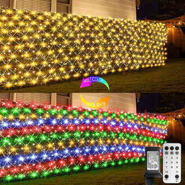 Dual Color Changing Net Lights 20x6.6ft Christmas Lights with Remote Timer