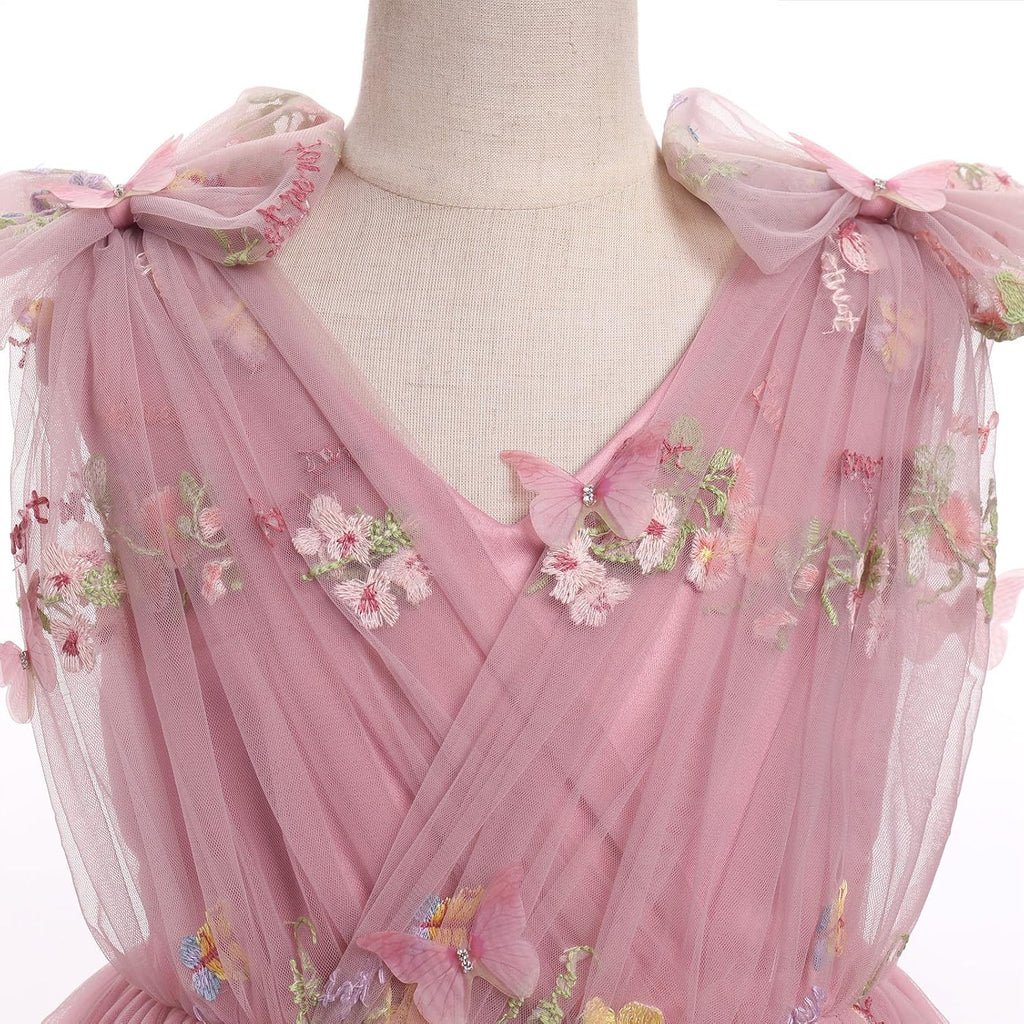 Toddler Kids Girls Butterfly Dress Sparkle Sequins Tulle Wedding Formal Birthday Dresses