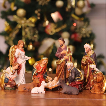 Nativity Set Christmas Scene Set Figurines Statue 5.5 Inch 11 Pcs