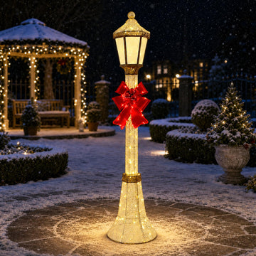 60-Inch Outdoor Christmas Decorations Outdoor Lighted Lamp Post 3D Lamppost LED Lighted Post Christmas Decoration