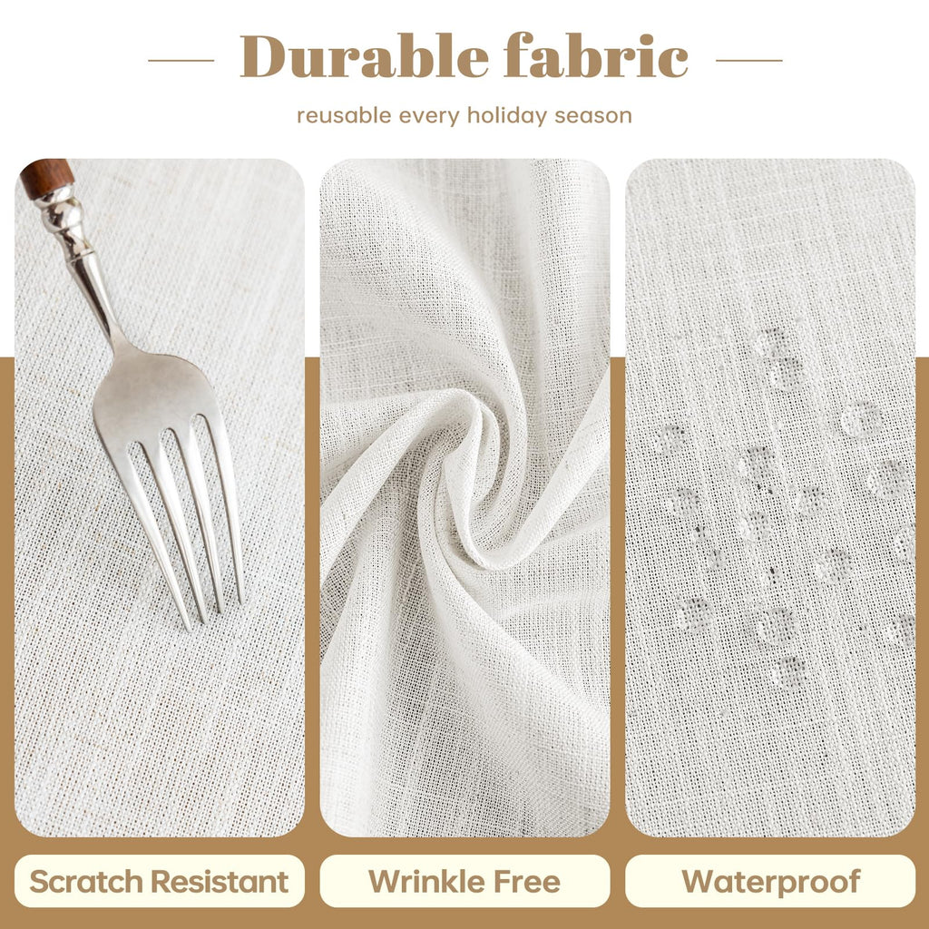 Cream Round Tablecloth 55 Inch, Linen Look
