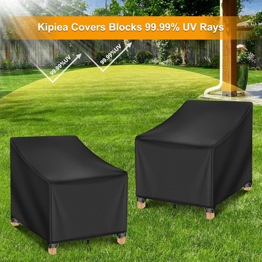 Patio Chair Covers Waterproof Winter 2 Pack - Heavy Duty Lawn Outdoor Furniture Chair Covers with Anti UV and No