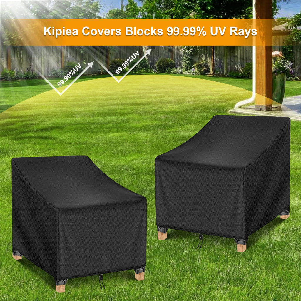 Waterproof Winter 2 Pack - Heavy Duty Lawn Outdoor Furniture Chair Covers with Anti UV and No Tears, No Fading