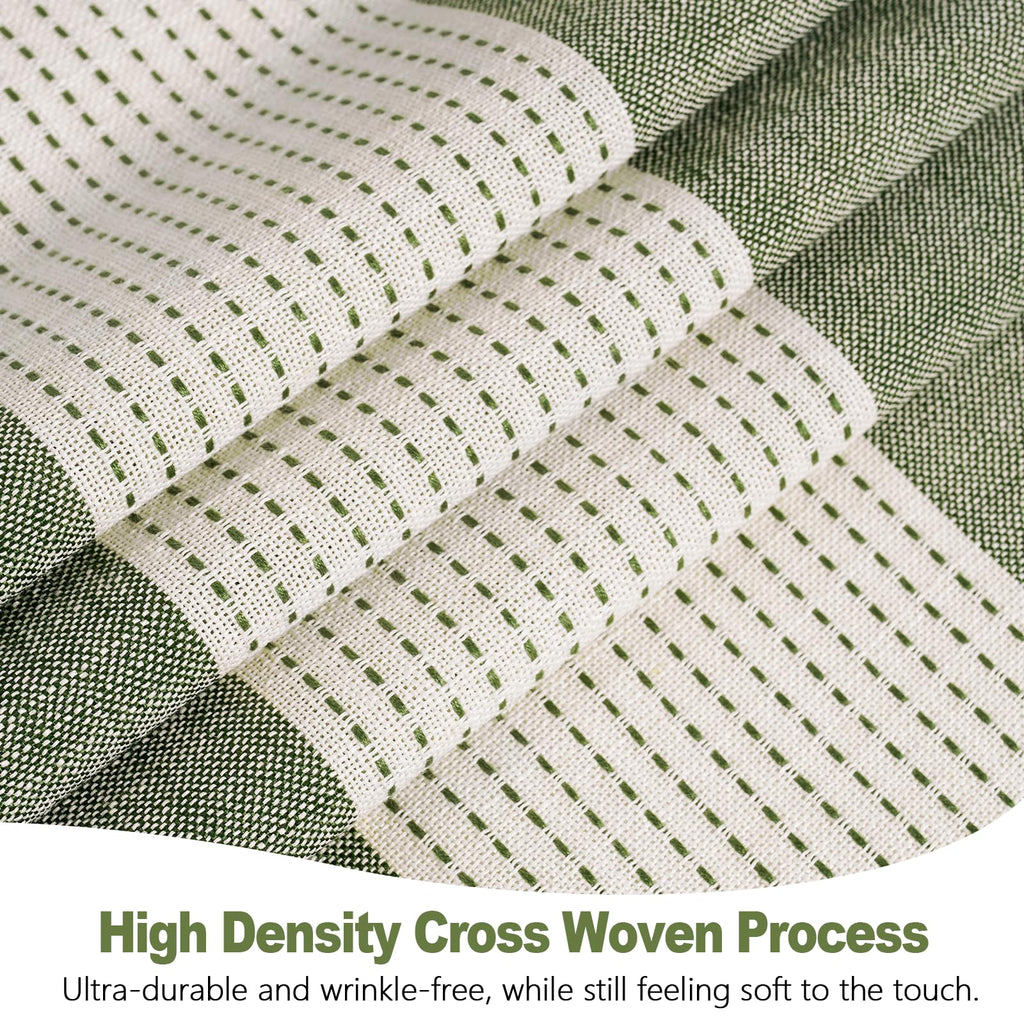 Boho Farmhouse Thick Shower Curtain with Tassels, Cotton Linen Soft Fabric Shower Curtain Heavyweight, Sage