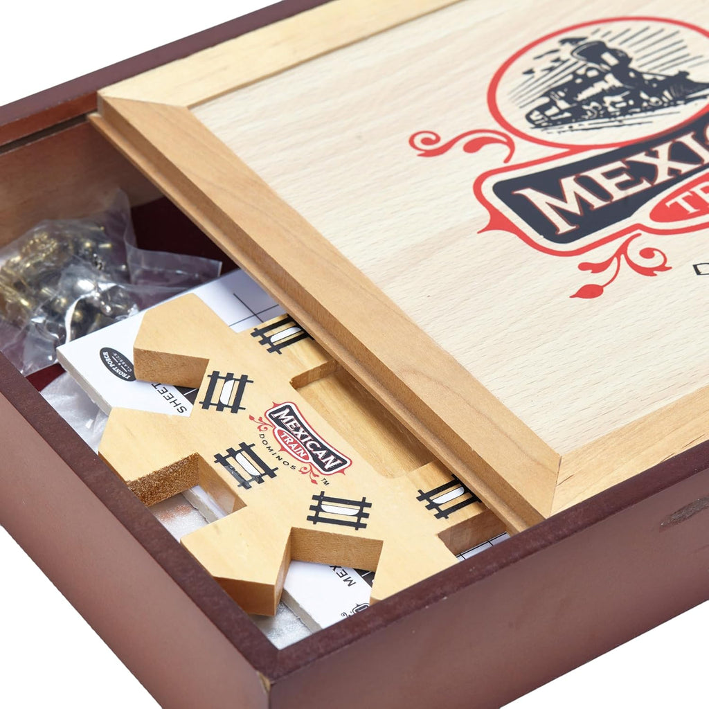 Mexican Train Domino Set in Wooden Collector Box from for 2 to 8 Players Ages 8 and Up