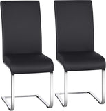 Dining Chairs Set of 2 Modern Faux Leather Upholstered Dining Room Chairs with High Back and Metal Chrome Legs for