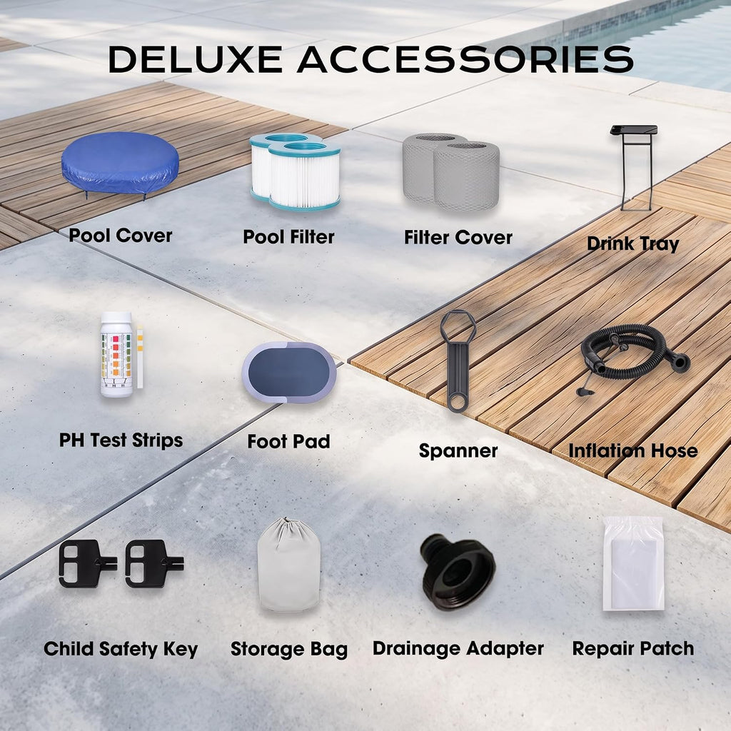 2 Person Inflatable Hot Tub with 100 Air Jets - Portable Outdoor Spa | 100 Air Jets, Portable, Outdoor Spa