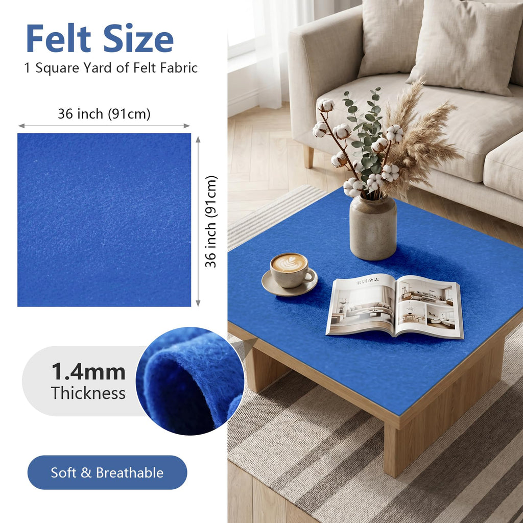 Royal Blue Soft Felt Sheet 36'' X 36'', 1.4mm Large Felt Fabric Sheet