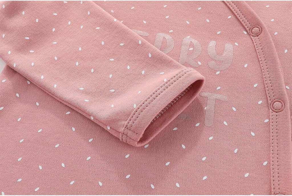 3 Pack Long Sleeve Baby Footed Rompers