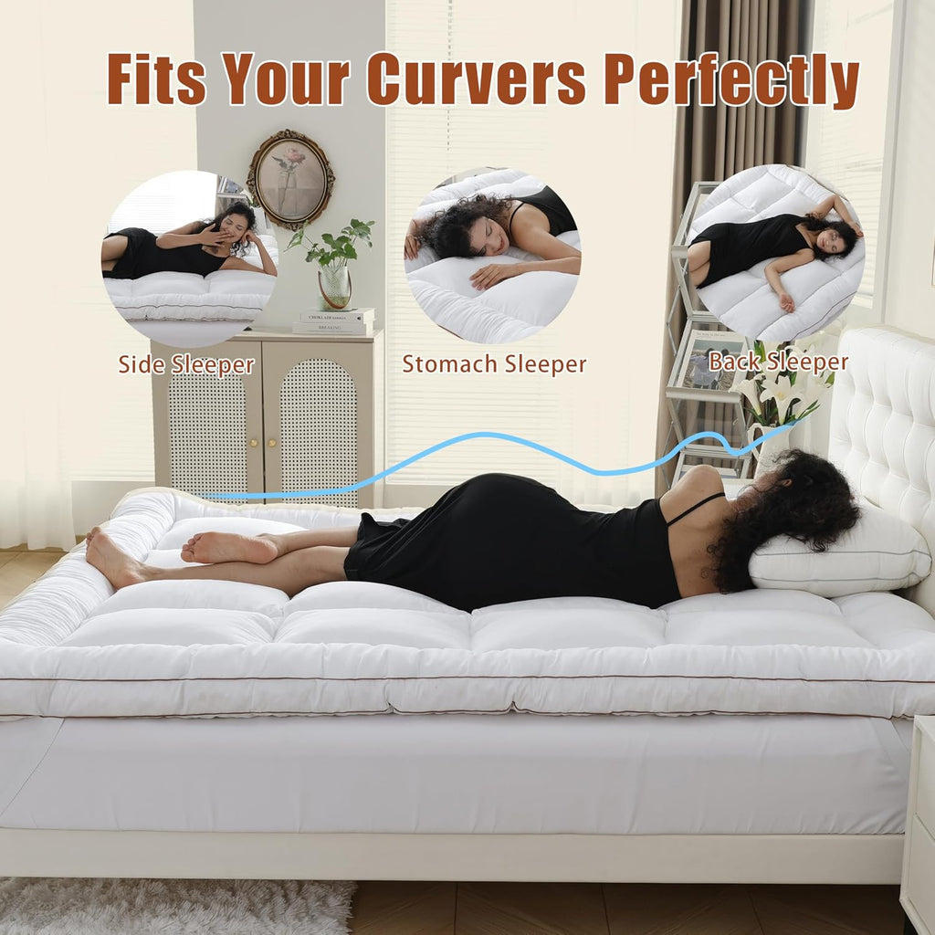 3 Inch Memory Foam Mattress Topper Queen, 60x80 Inch | 1700 GSM Fluffy Shredded Memory Foam Filled, Extra Thick