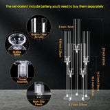 2Pcs 26.8'' Acrylic Candelabra Centerpieces,Clear 5 Arms Candlesticks Holder with Acrylic Shade for Candlelight
