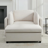 Luxe Oversized Lounge Chair and Ottoman — Cream Chenille