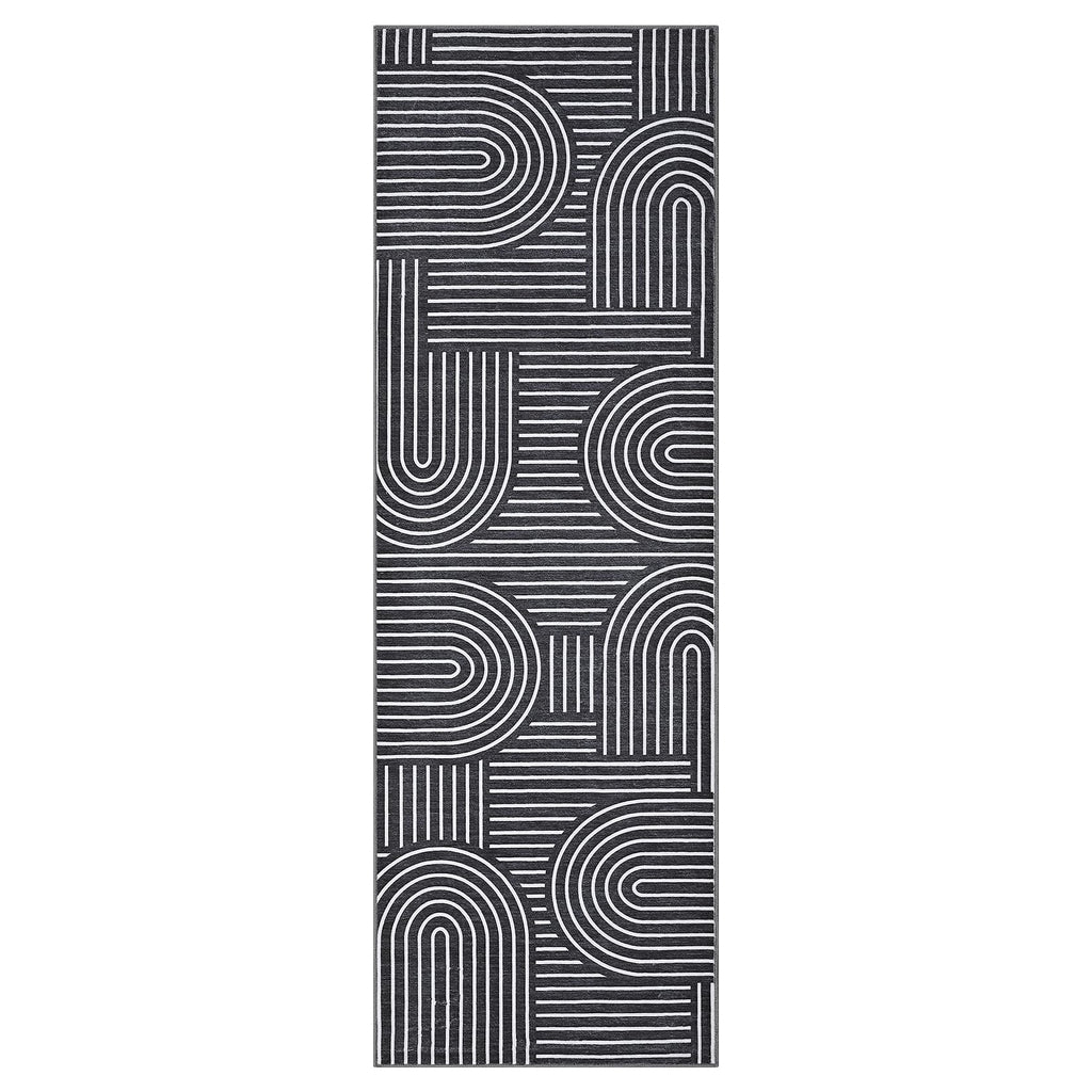 Modern Hallway Runner Rug Non Slip Soft Kitchen Rug, Black