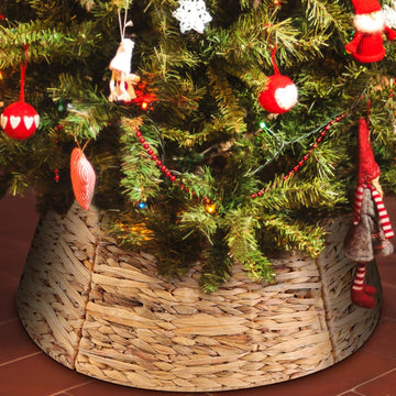 26 Inch Christmas Tree Collar Basket, Large Woven Hyacinth Rustic Christmas Tree Base Cover Skirt for Holiday