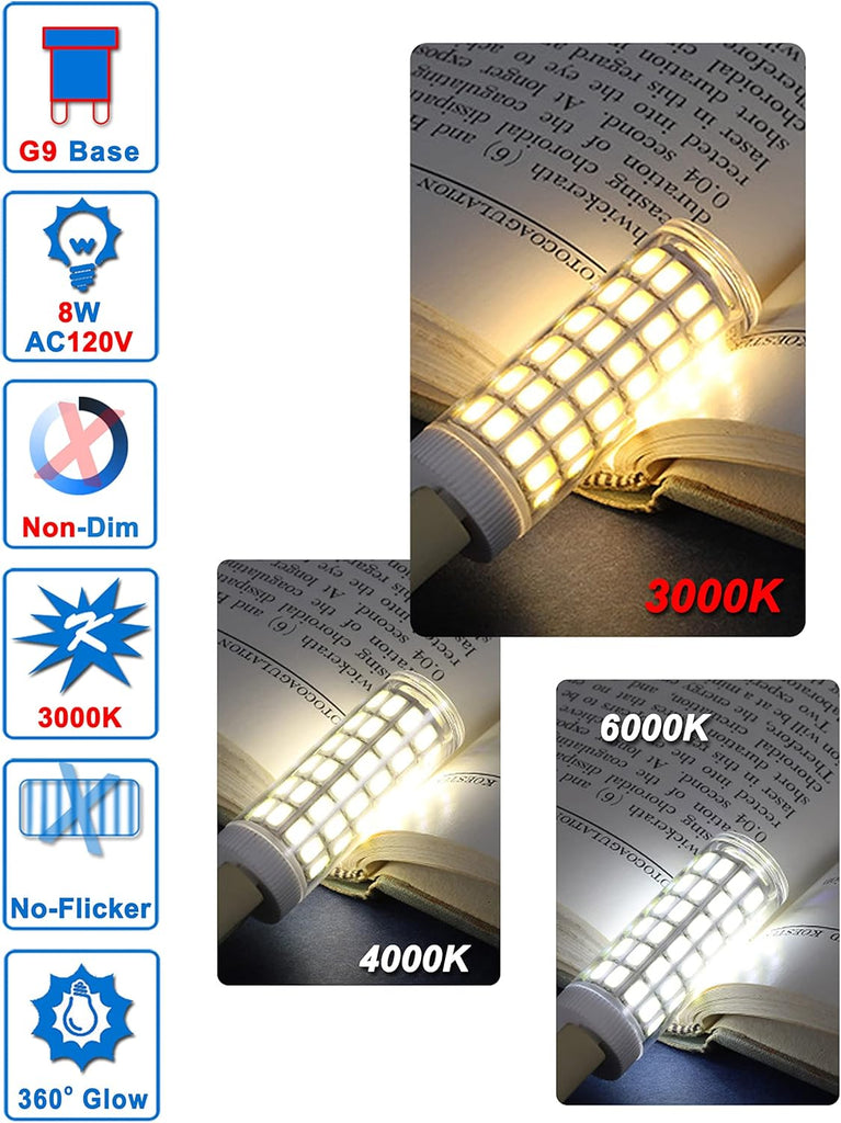 G9 Led Bulbs 75W 80W 100W T4 Halogen Equivalent,1000 lm,3000K