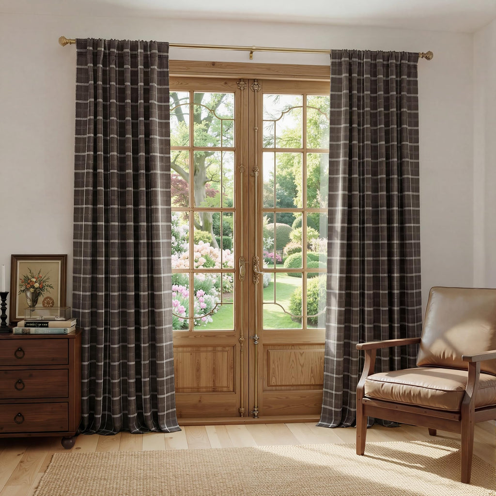 Autumn Plaid 100% Blackout Buffalo Check Window Curtains