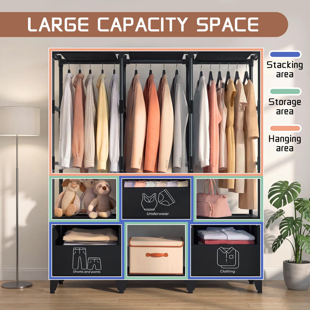 Portable Closet,Sturdy Stable Large Capacity Wardrobe Closet