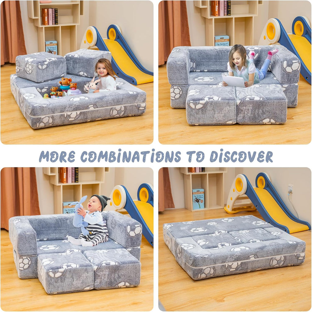 Toddler Couch, Glow in The Dark Kids Play Couch Toddler Fold Out Couch, Kids Fold Out Couch for playroom, Convertible