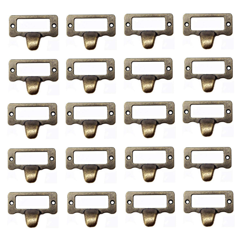 20Pcs Antique Iron Label Frame Card Holder Cup Pull Handle Drawer Box Case Cabinet Cupboard Carpenter Repair