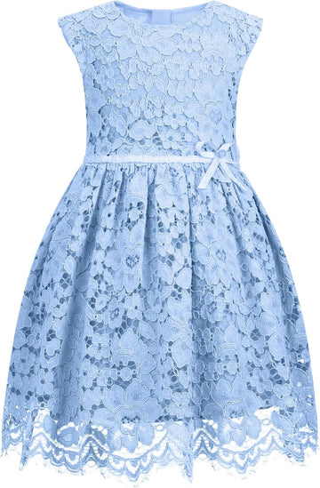 Girls & Toddlers Sleeveless A-Line Lace Flower Girl Dress Birthday Party Wedding Dress with Beaded Bowknot 2