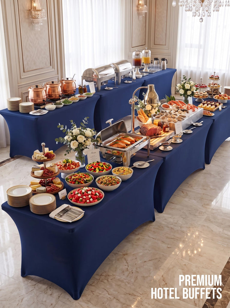 6 Ft 10-Pack Tablecloths, Bulk Box, Hotels, Banquets & Events, Navy Blue