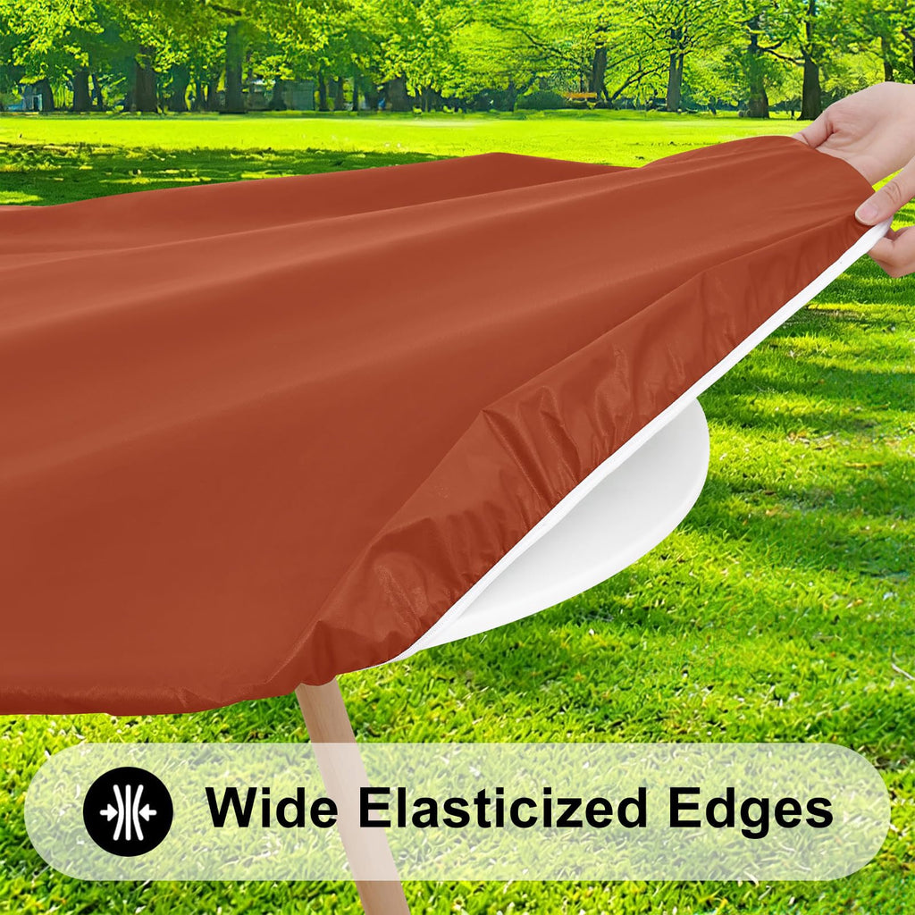 36"-44" Round Fitted Tablecloth, Waterproof Plastic Table Cover