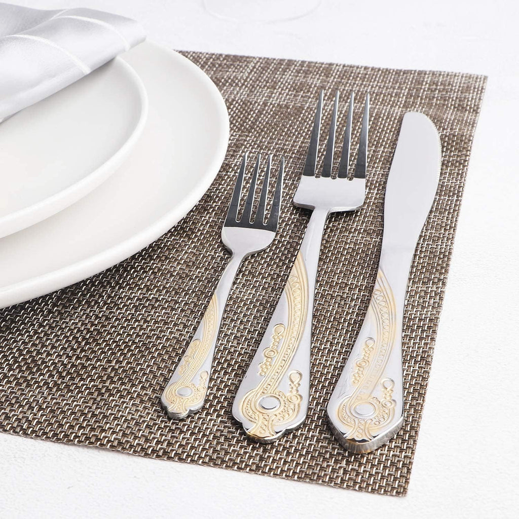Gold Silverware Set, 20 Piece Stainless Steel Golden Flatware Set for 4, Silver Tableware Set with 24K Gold-Plated